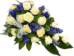 Ramo fúnebre de rosas blancas y flores mixtas