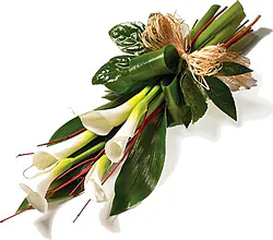 Funeral Calla Lily Bouquet with seasonal greenery