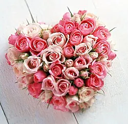 Corazón fúnebre de rosas rosadas