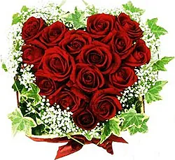 Corazón fúnebre de rosas rojas