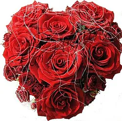 Corazón fúnebre de rosas rojas