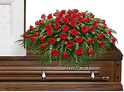 Spray funerario de rosas rojas